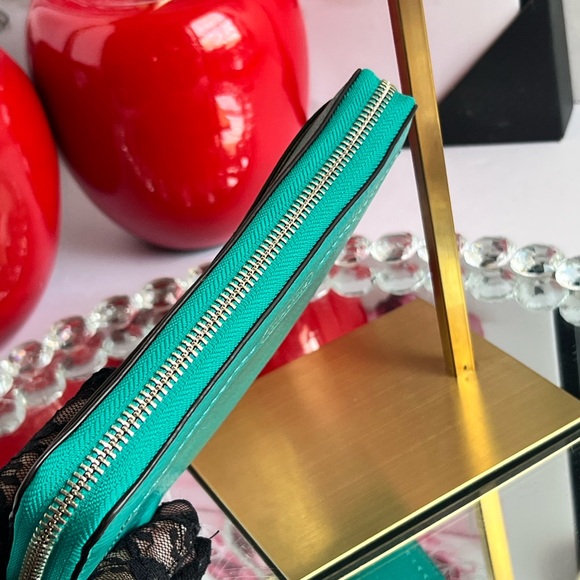 Coach Turquoise Leather Zip Wallet - Picture 8 of 13